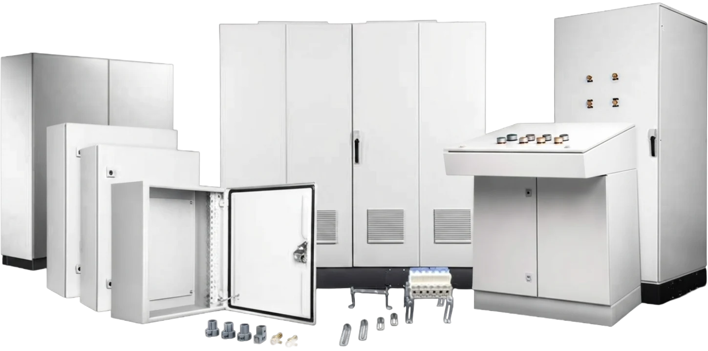 Range of industrial enclosures and control cabinets