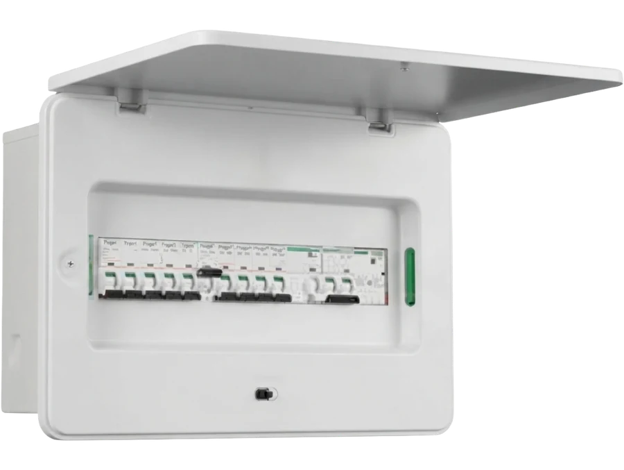 Final distribution board with hinged lid